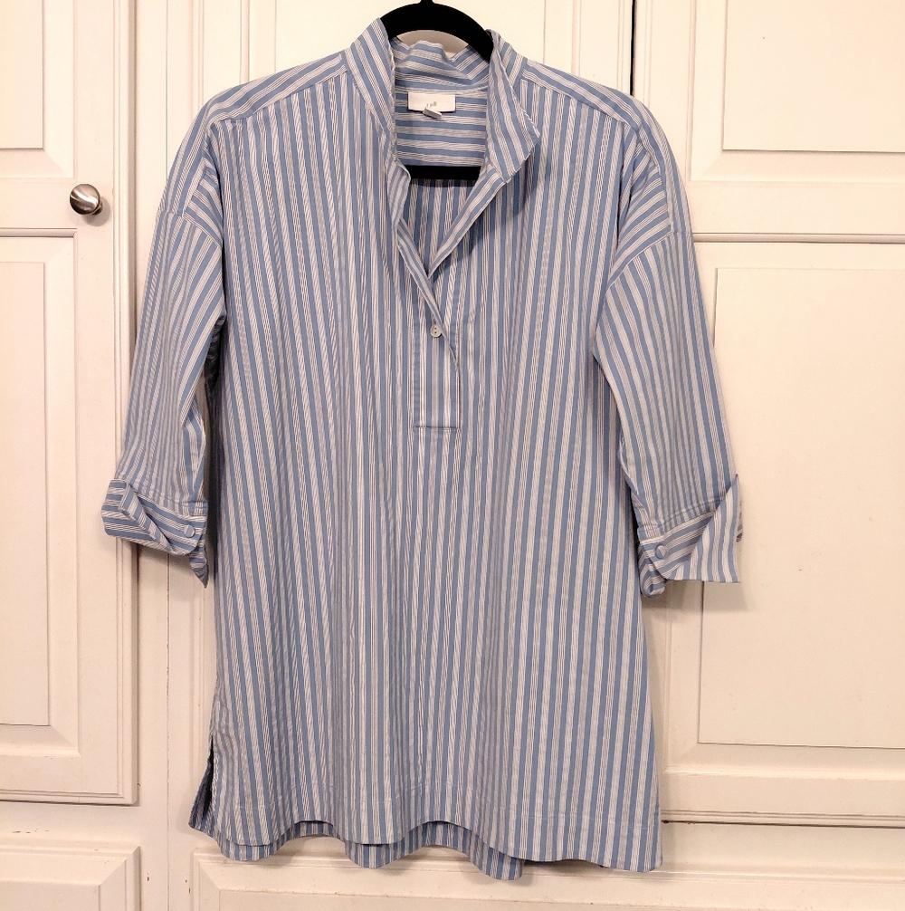 J. Jill Light Blue and White Striped Ladie's Shirt